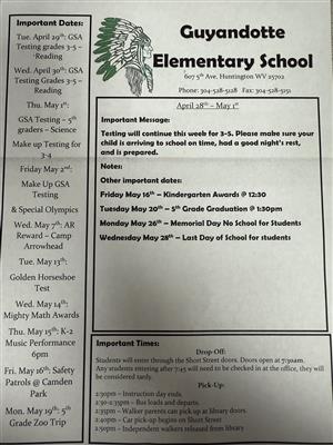 information about dates in April-May